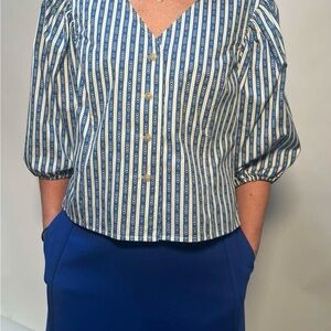 Tory Burch Blue Striped Women's Top